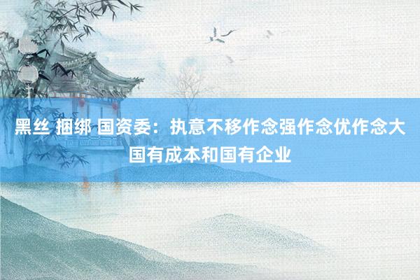 黑丝 捆绑 国资委：执意不移作念强作念优作念大国有成本和国有企业