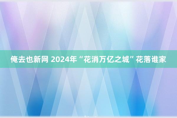 俺去也新网 2024年“花消万亿之城”花落谁家
