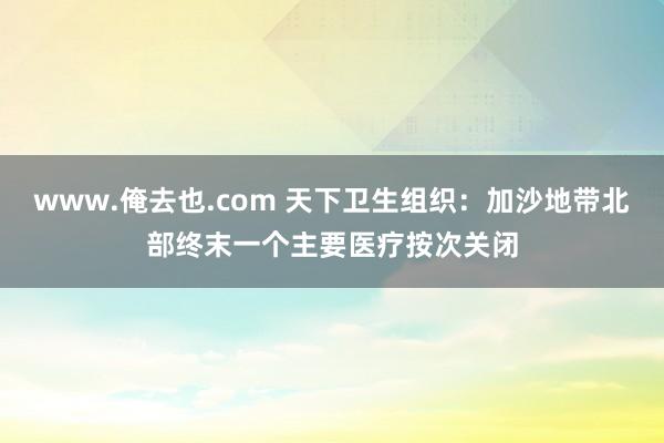 www.俺去也.com 天下卫生组织：加沙地带北部终末一个主要医疗按次关闭
