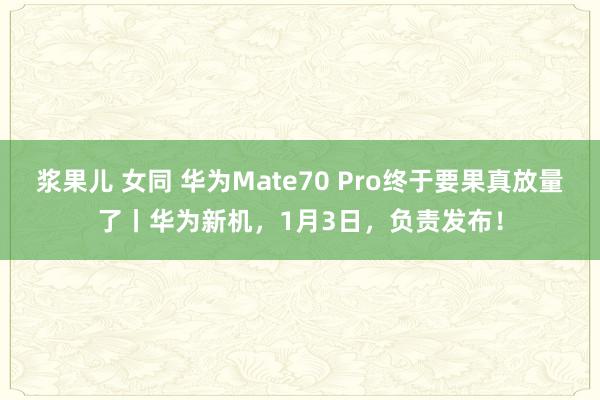 浆果儿 女同 华为Mate70 Pro终于要果真放量了丨华为新机，1月3日，负责发布！