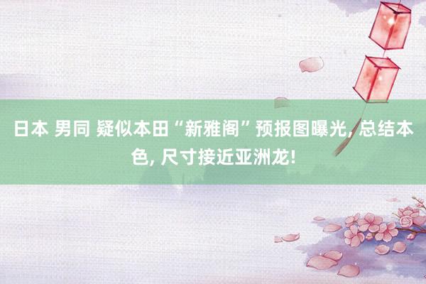 日本 男同 疑似本田“新雅阁”预报图曝光， 总结本色， 尺寸接近亚洲龙!