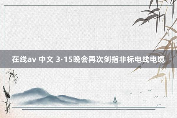 在线av 中文 3·15晚会再次剑指非标电线电缆