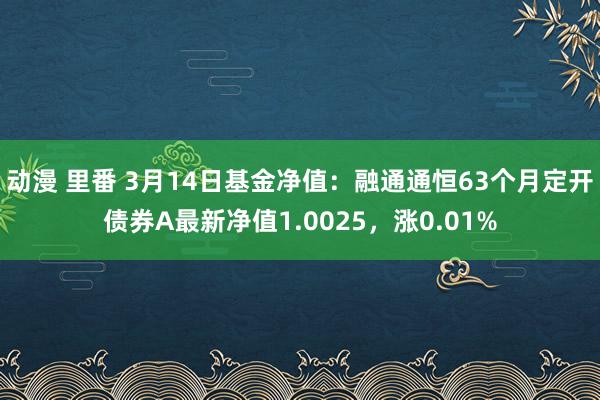 动漫 里番 3月14日基金净值：融通通恒63个月定开债券A最新净值1.0025，涨0.01%