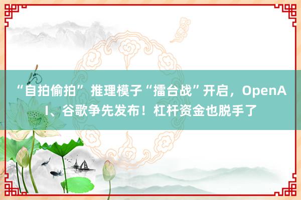 “自拍偷拍” 推理模子“擂台战”开启，OpenAI、谷歌争先发布！杠杆资金也脱手了