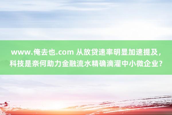 www.俺去也.com 从放贷速率明显加速提及，科技是奈何助力金融流水精确滴灌中小微企业？