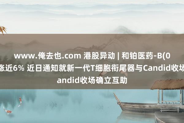 www.俺去也.com 港股异动 | 和铂医药-B(02142)再涨近6% 近日通知就新一代T细胞衔尾器与Candid收场确立互助