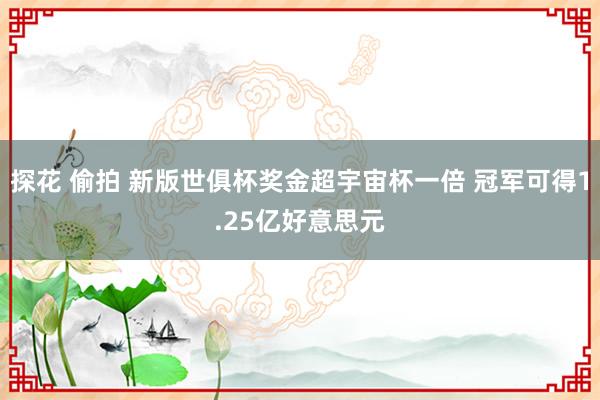 探花 偷拍 新版世俱杯奖金超宇宙杯一倍 冠军可得1.25亿好意思元