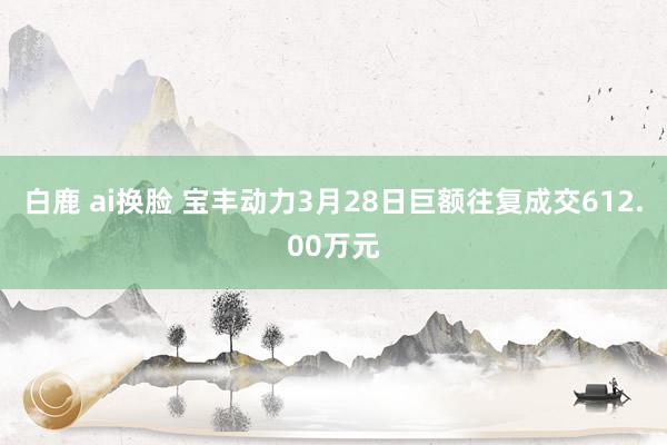 白鹿 ai换脸 宝丰动力3月28日巨额往复成交612.00万元