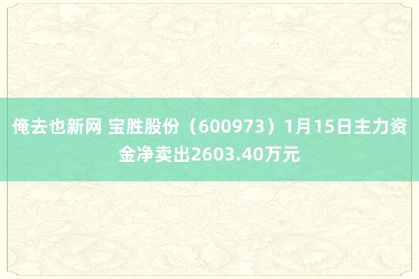 俺去也新网 宝胜股份（600973）1月15日主力资金净卖出2603.40万元