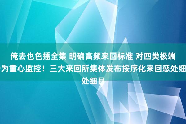 俺去也色播全集 明确高频来回标准 对四类极端行为重心监控！三大来回所集体发布按序化来回惩处细目