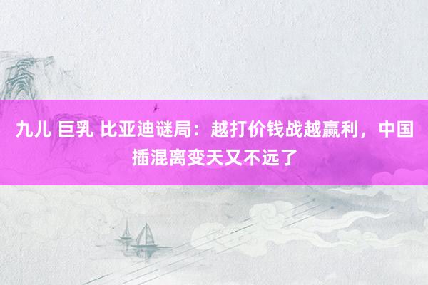 九儿 巨乳 比亚迪谜局：越打价钱战越赢利，中国插混离变天又不远了
