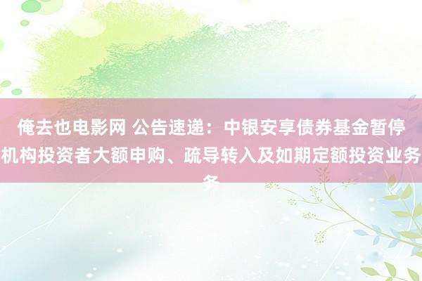 俺去也电影网 公告速递：中银安享债券基金暂停机构投资者大额申购、疏导转入及如期定额投资业务