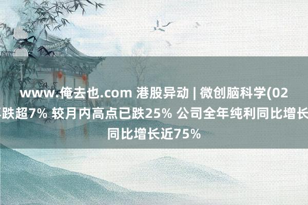 www.俺去也.com 港股异动 | 微创脑科学(02172)再跌超7% 较月内高点已跌25% 公司全年纯利同比增长近75%