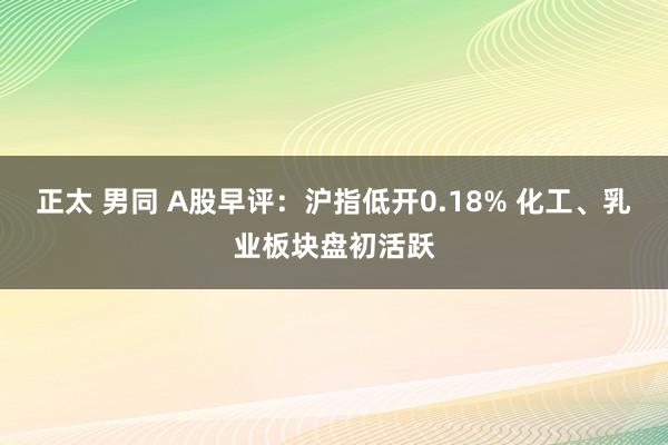 正太 男同 A股早评：沪指低开0.18% 化工、乳业板块盘初活跃