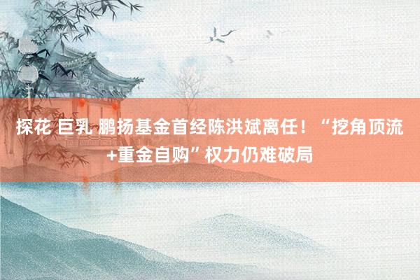 探花 巨乳 鹏扬基金首经陈洪斌离任！“挖角顶流+重金自购”权力仍难破局