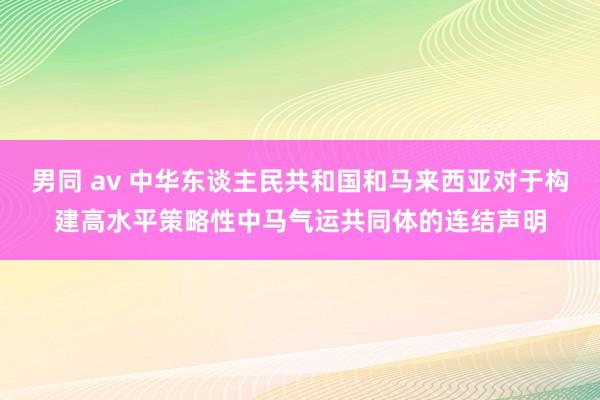 男同 av 中华东谈主民共和国和马来西亚对于构建高水平策略性中马气运共同体的连结声明