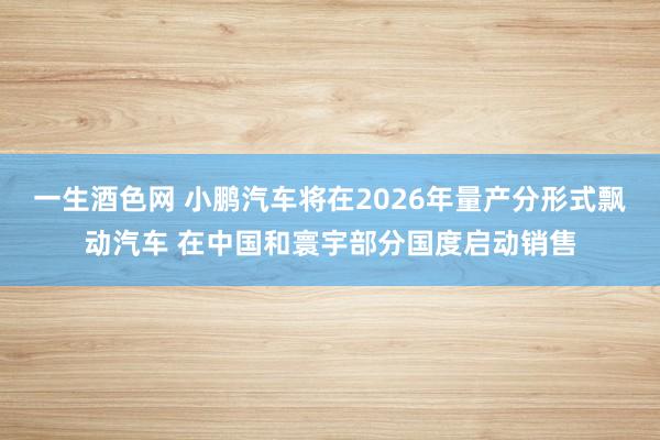 一生酒色网 小鹏汽车将在2026年量产分形式飘动汽车 在中国和寰宇部分国度启动销售