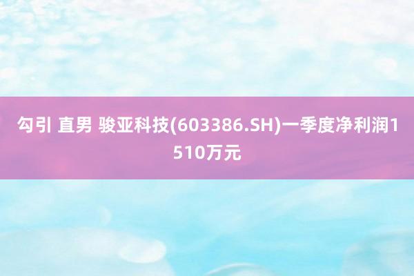勾引 直男 骏亚科技(603386.SH)一季度净利润1510万元